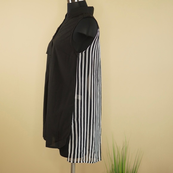 Sheer Stripe-Paneled Crepe Blouse - Picture 1 of 5